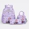 Set Escolar Labubu Mochila + Cartuchera + Lonchera + Neceser Lila