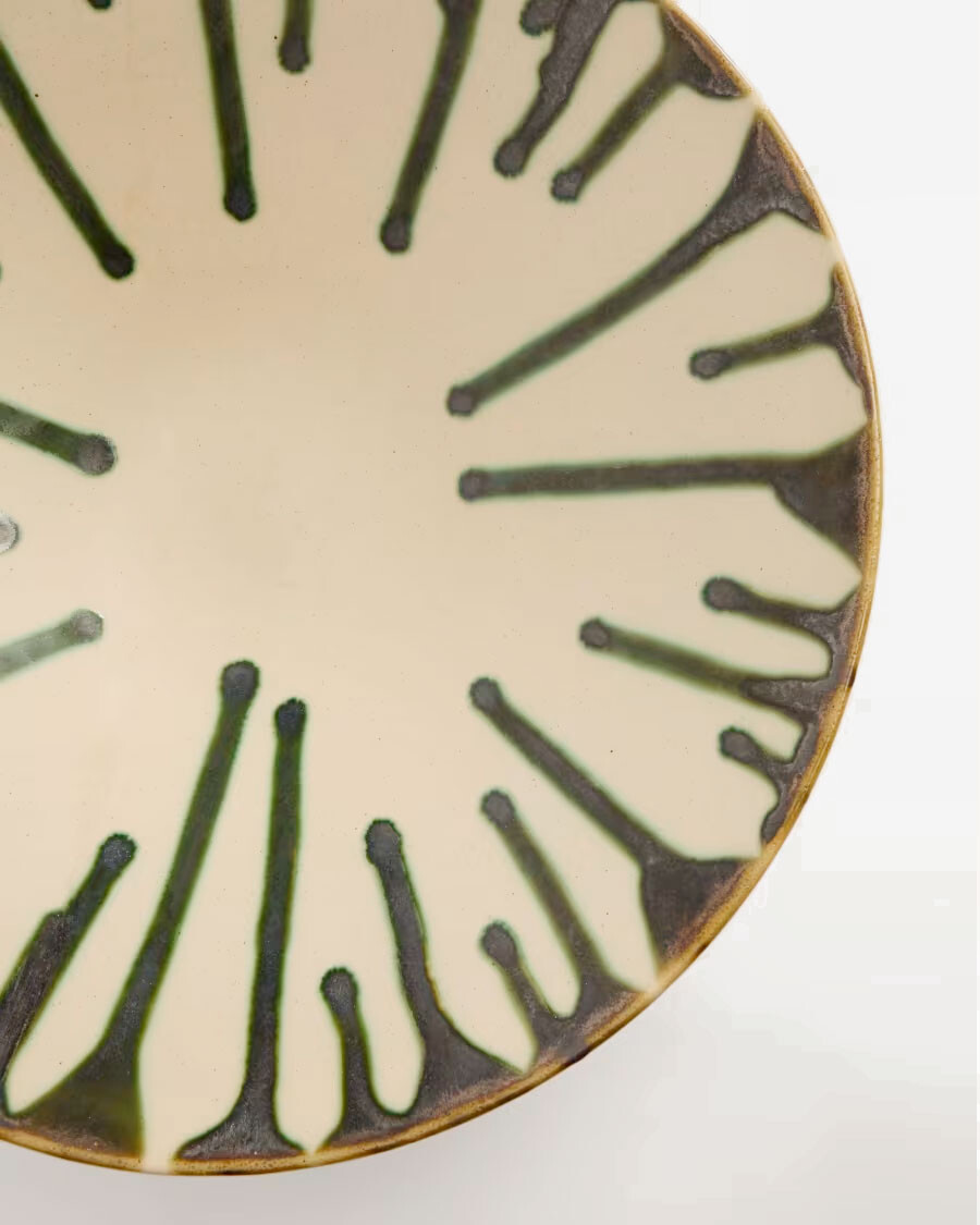 Centro de mesa Olmera de cerámica beige y verde Ø 36,5 cm Centro de mesa Olmera de cerámica beige y verde Ø 36,5 cm