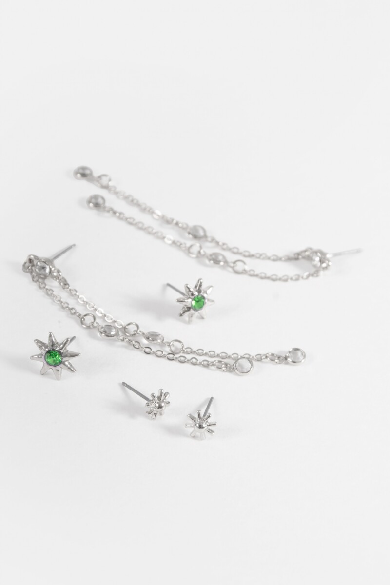 Set de 3 caravanas mystic plateado