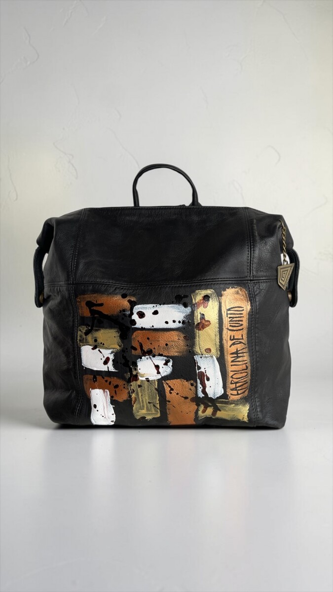 Mochila Abril De Cuero Línea Urbana Con Arte 