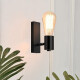 Aplique Pared Nórdico Metal Madera Vintage Retro Giratorio Negro