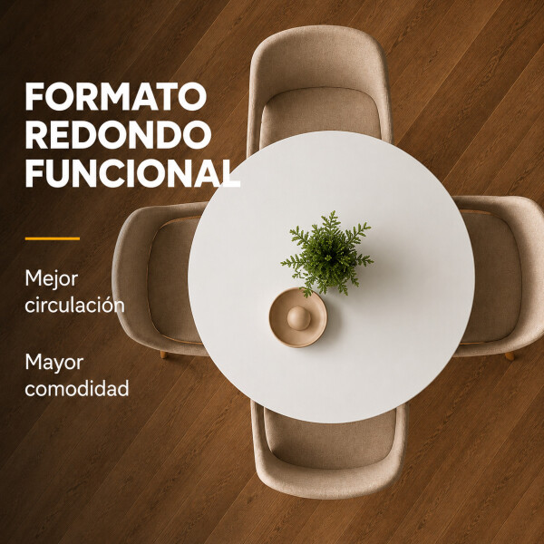 Mesa Comedor ComboHome Milan Redonda Laqueada 80Cm Premium Blanco 1