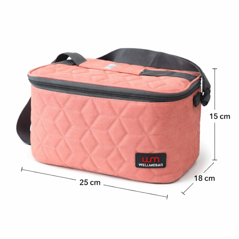 Lunchera Térmica Impermeable con Correa Ajustable Modelo Cuadrado Salmon