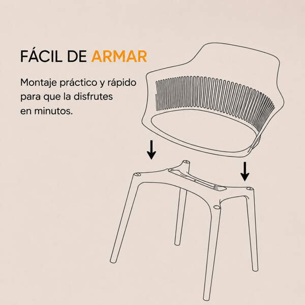 Silla Comedor ComboHome Cocina Aurora Marcela Nórdica 83Cm ® Beige 1
