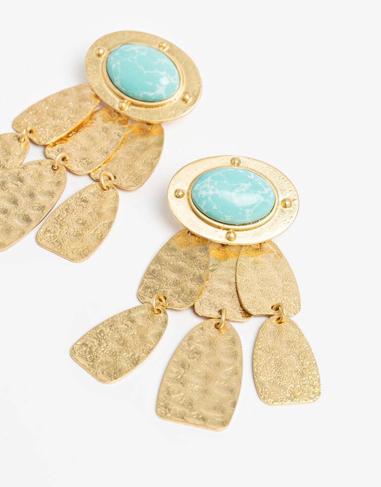 Aros Colgantes Largos Piedras Aros Colgantes Largos - Dorado Antique Gold