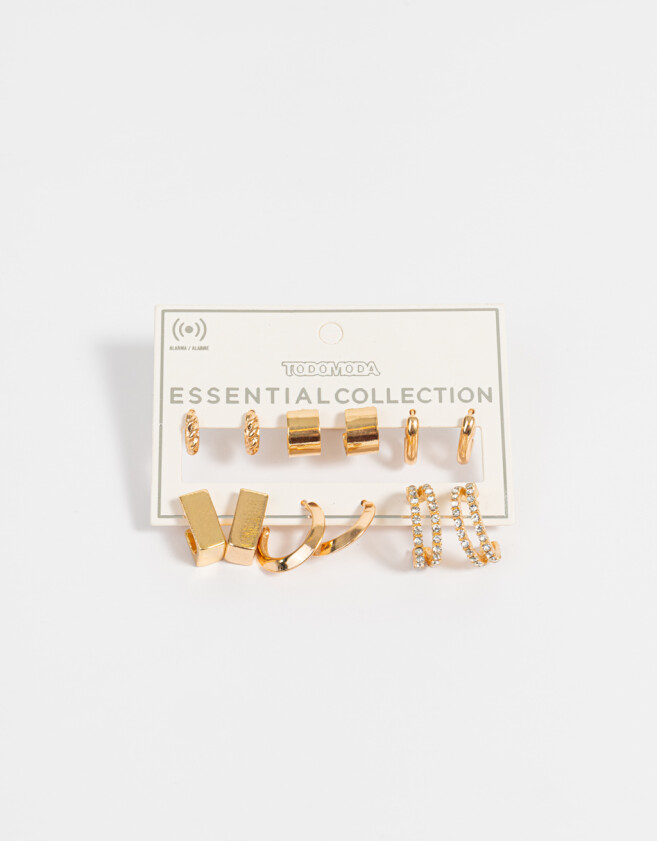 Aros Argollas Set Metal Set De Argollas Essential - Dorado