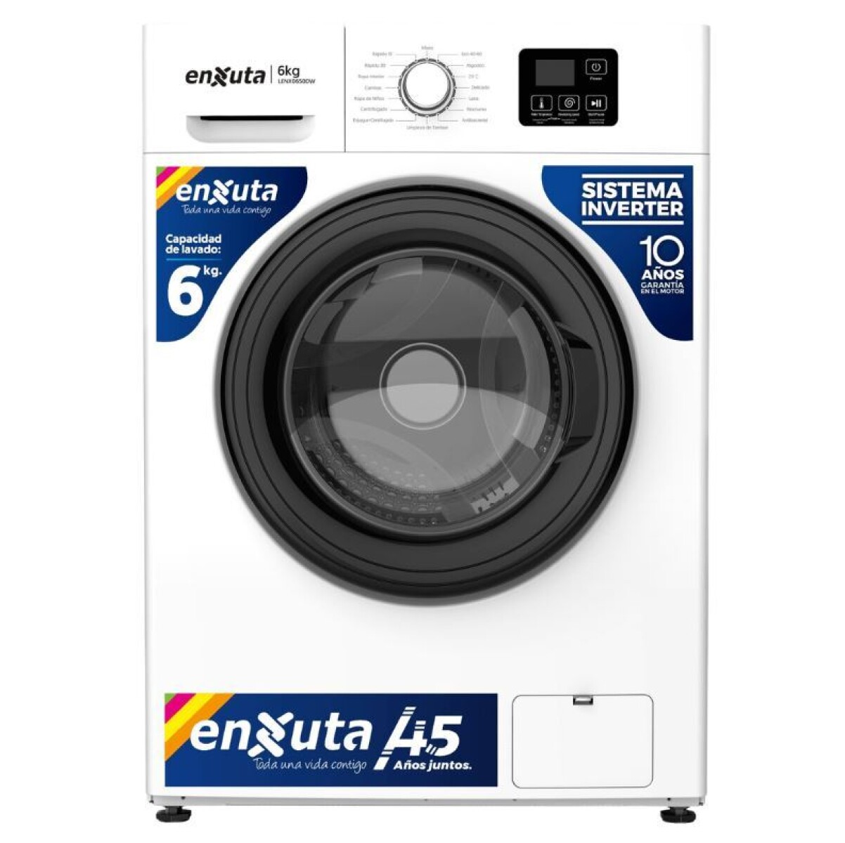 Lavarropas Carga Frontal Inverter 6Kg LENX0650DW 