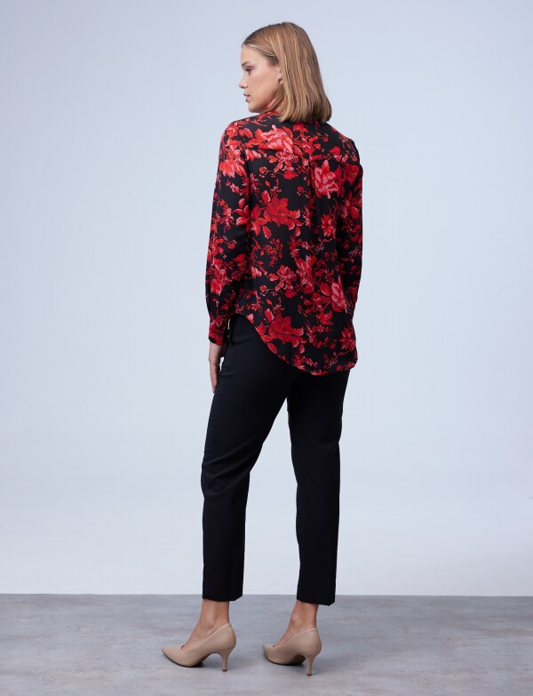 Camisa Flores NEGRO/ROJO