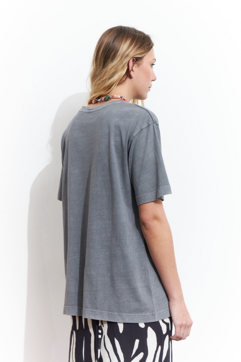 Remera washed bordada daydream gris