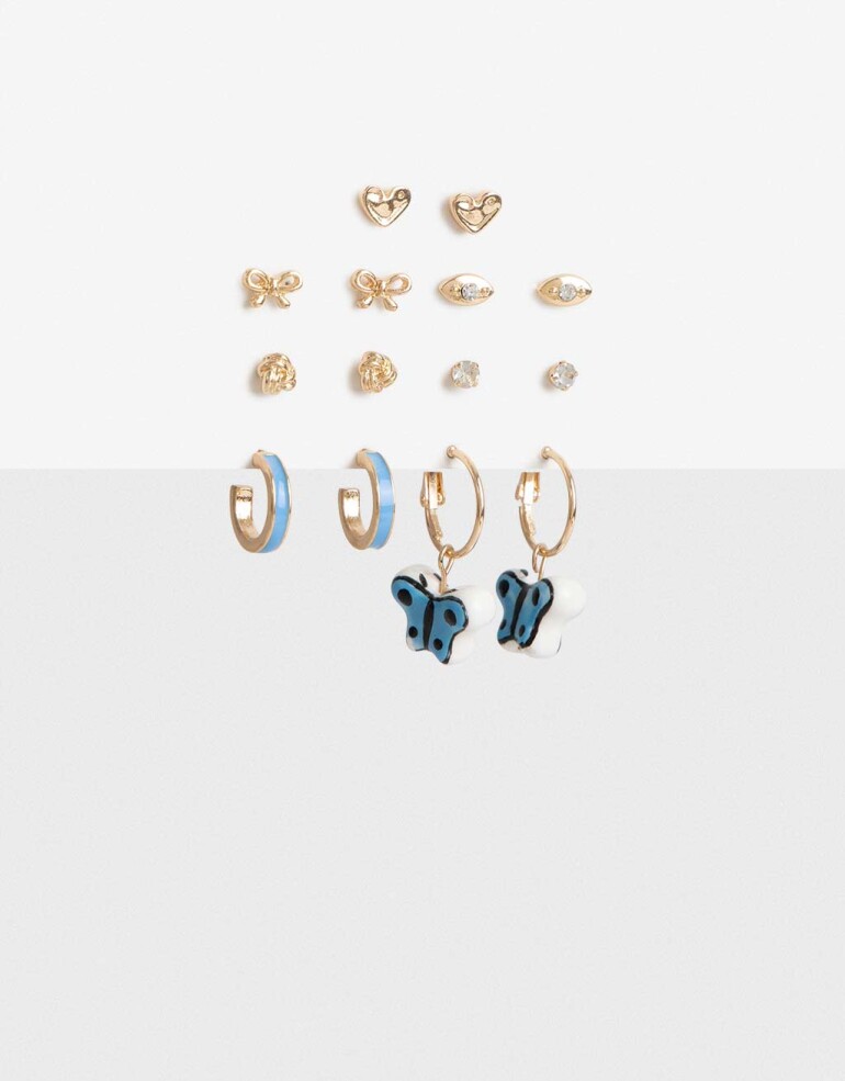 Aros Sets Color Set 7 Pares De Aros Color - Dorado