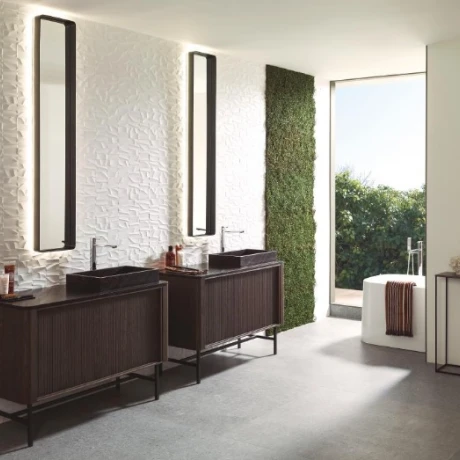 Ceramica Blanca Mate Decorada 3D Rectificado 45X120Cm Pared GAMAS DE BLANCO