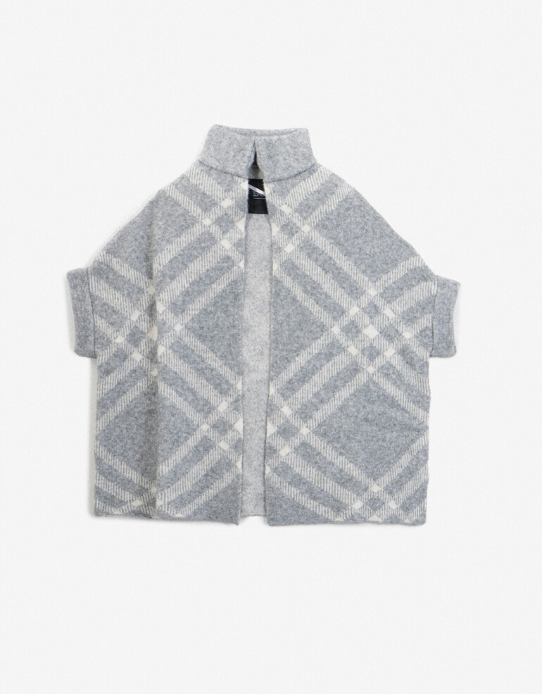 Ponchos Capa Tejida Con Diseño Escoces Larga - Combinacion Bicolor
