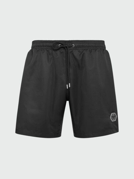 PHILIPP PLEIN - short de baño negro con diseño Hexagon Negro