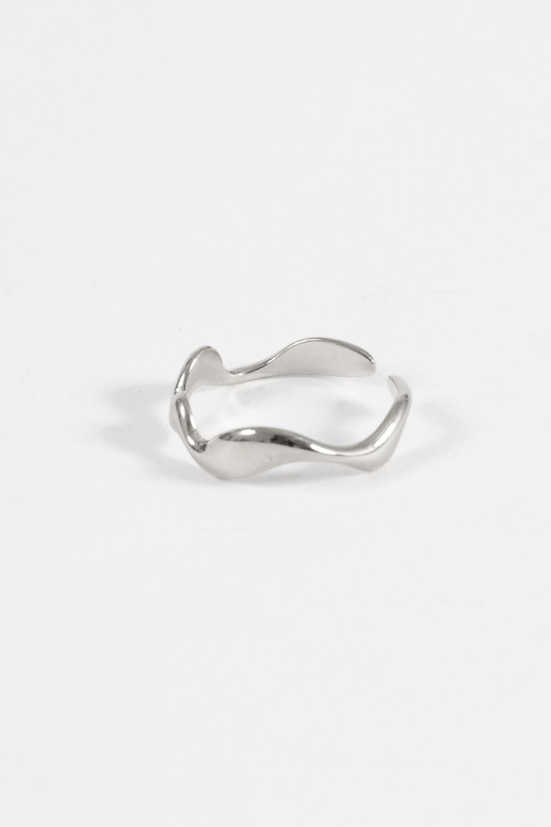 Anillo acero curve plateado