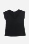 Remera con detalle en broderie NEGRO