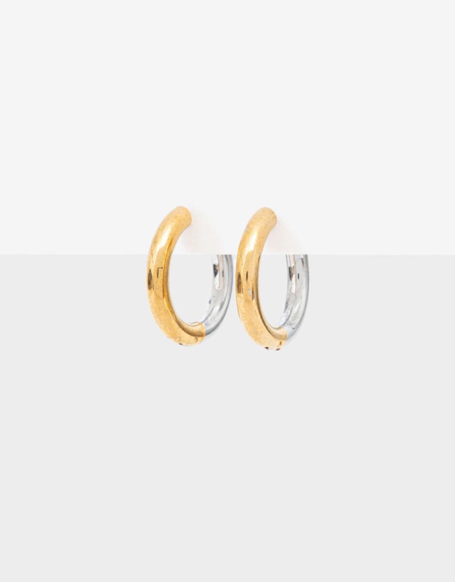 Aros Argolla De Acero Mixplating - Combinacion Bicolor 