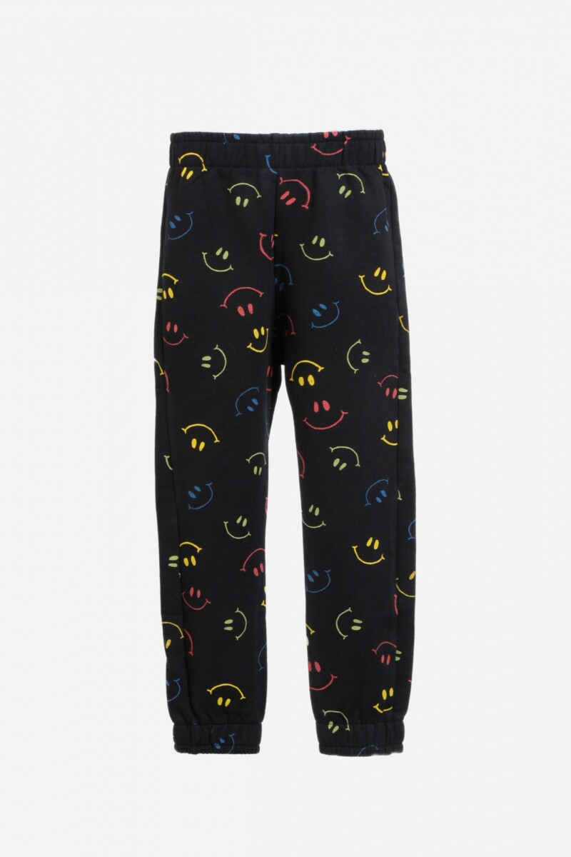 Jogger con puño NEGRO ESTAMPADO