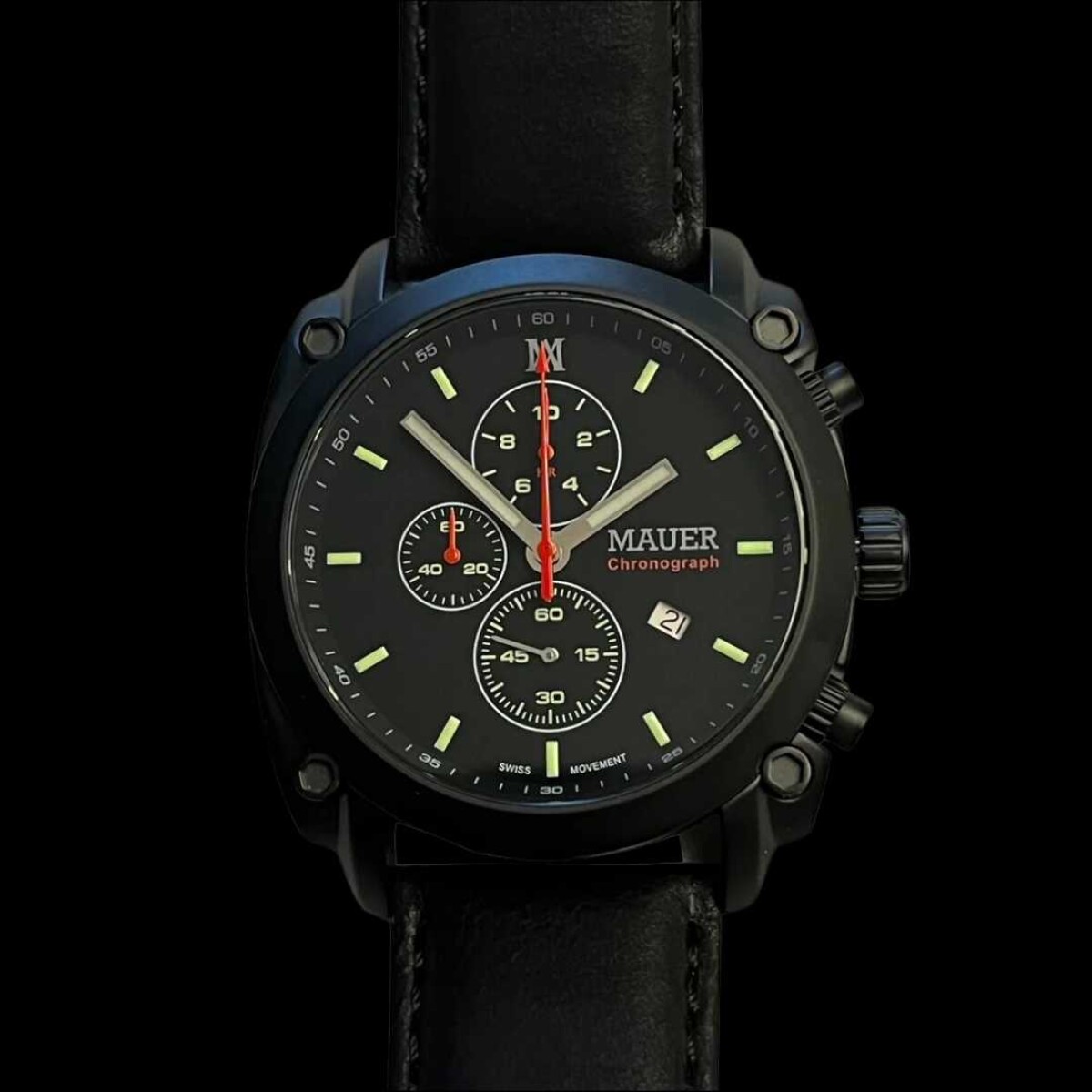 Reloj Mauer Sandblasted Dark 44 mm - Obsidian 