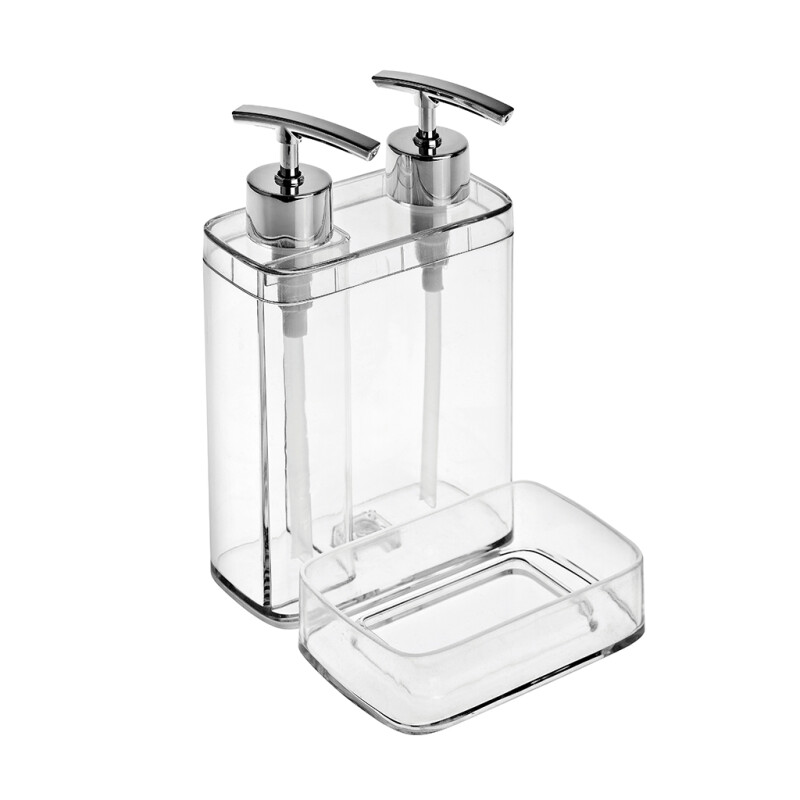 DISPENSADOR C/ DIVISION JABON/DETER TRANSP. 13X14X22 DISPENSADOR C/ DIVISION JABON/DETER TRANSP. 13X14X22