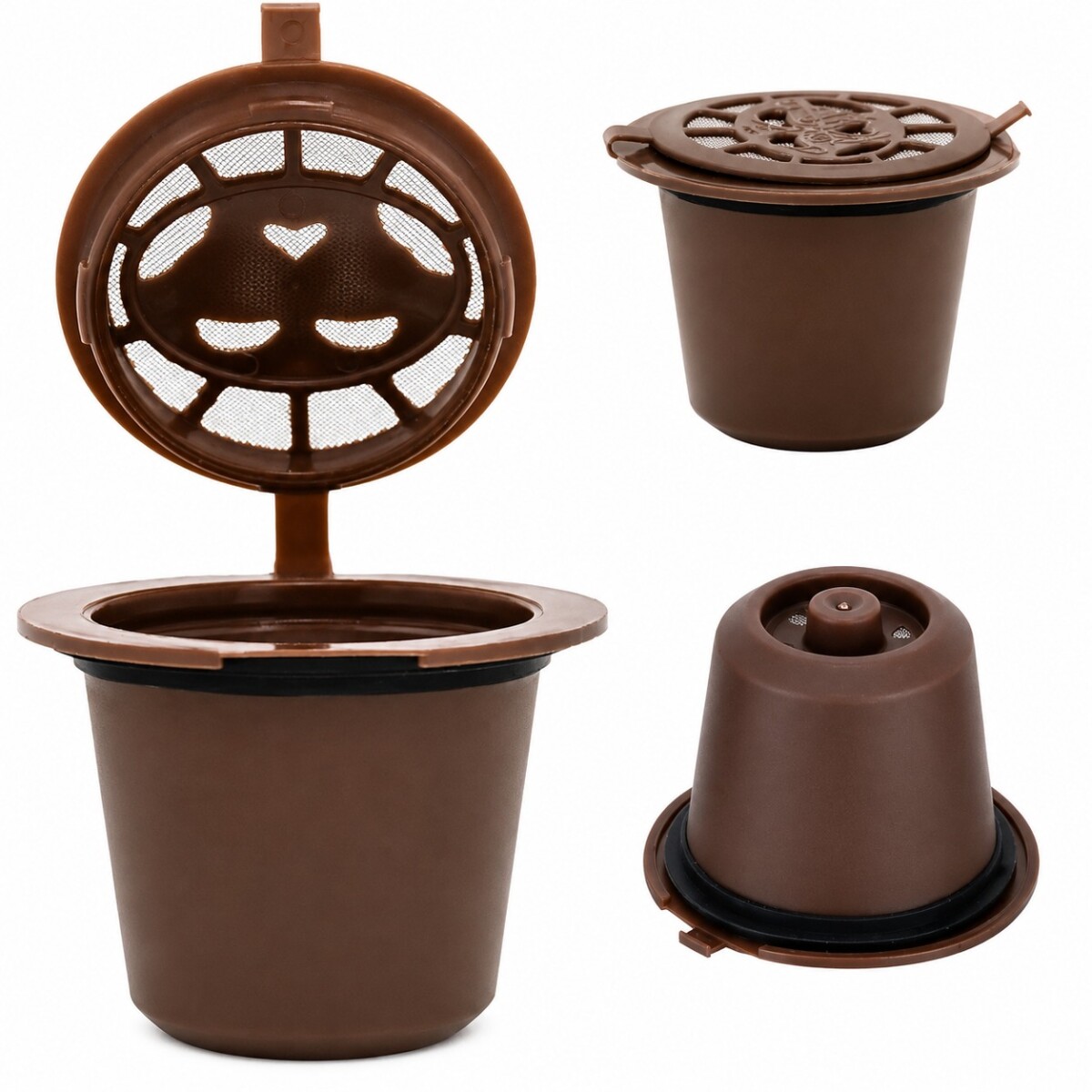Pack X5 Cápsulas de Café Ecológicas Reutilizables 50ML Compatibles Con Nespresso - MARRON 