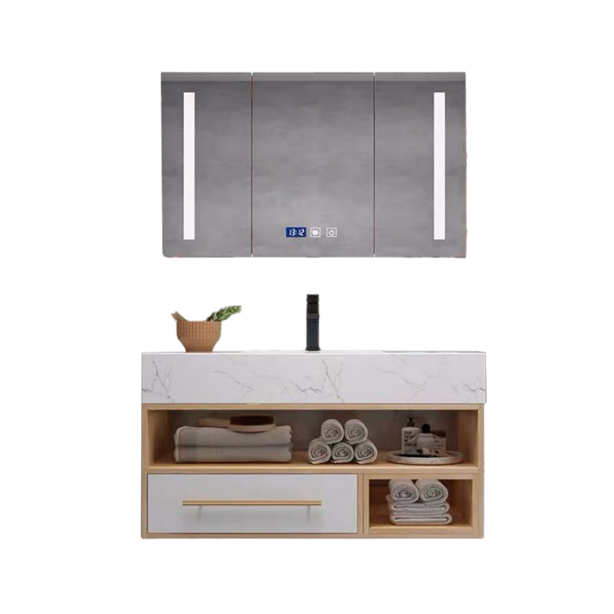 Mueble De Baño Modelo Oy1059-80w / Mueble + Bacha + Espejo Led 
