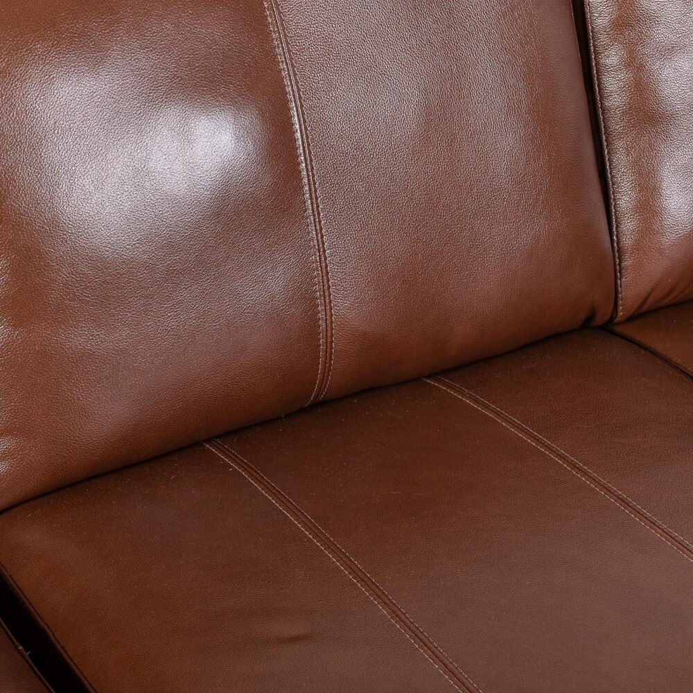 SOFA C/CHAISE MÁS DE 4 CUERPOS CUERO-100-NATURAL MARRON TEXAS CARAMELO