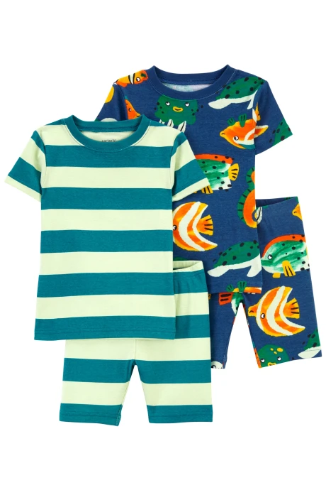Pijama cuatro piezas de algodón dos remeras y dos shorts Pijama cuatro piezas de algodón dos remeras y dos shorts
