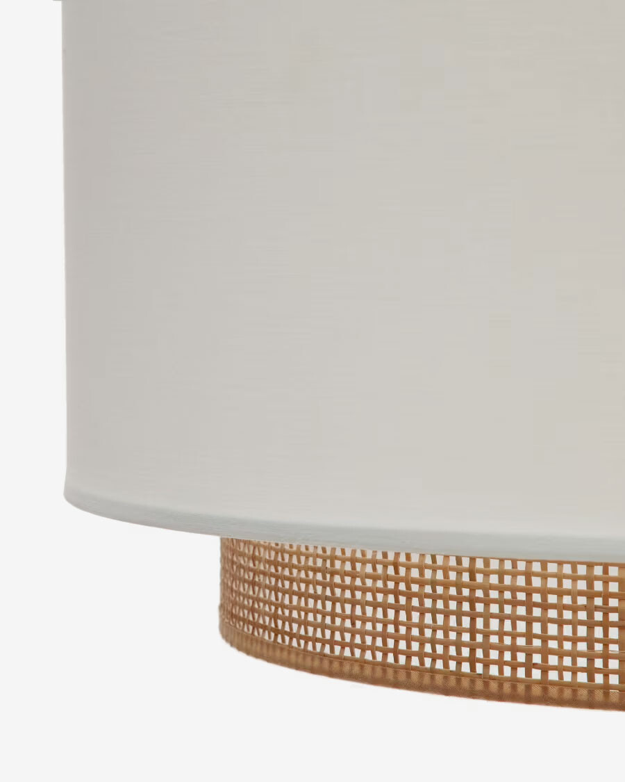 Pantalla para lámpara de techo Erna de bambú con acabado natural y blanco Ø 40 cm