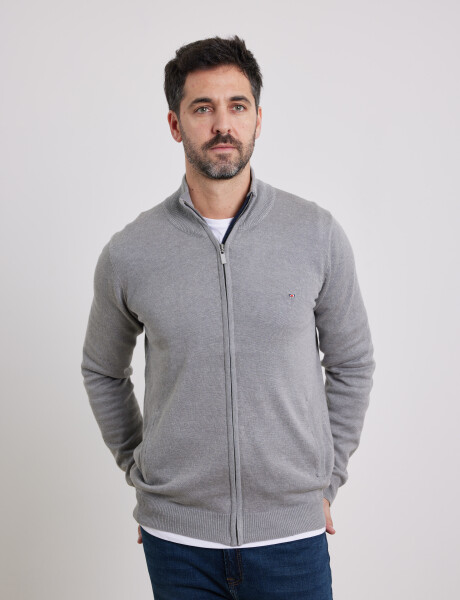 470656 CARDIGAN HARRINGTON LABEL Gris