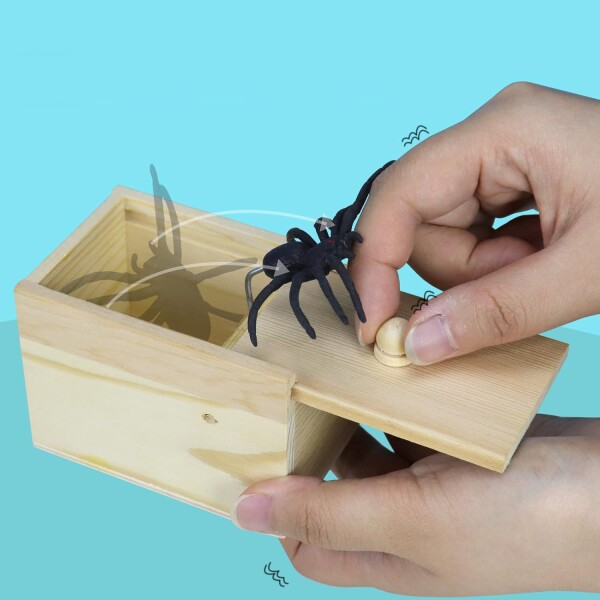 Caja Madera Sorpresa Araña Falsa Escondida Para Bromas Variante Modelo Madera