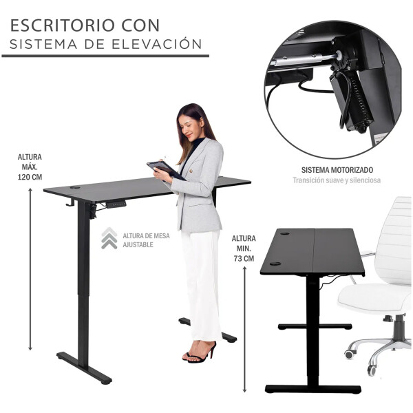 Escritorio Eléctrico Gamer Ergonómico Con Altura Ajustable NEGRO