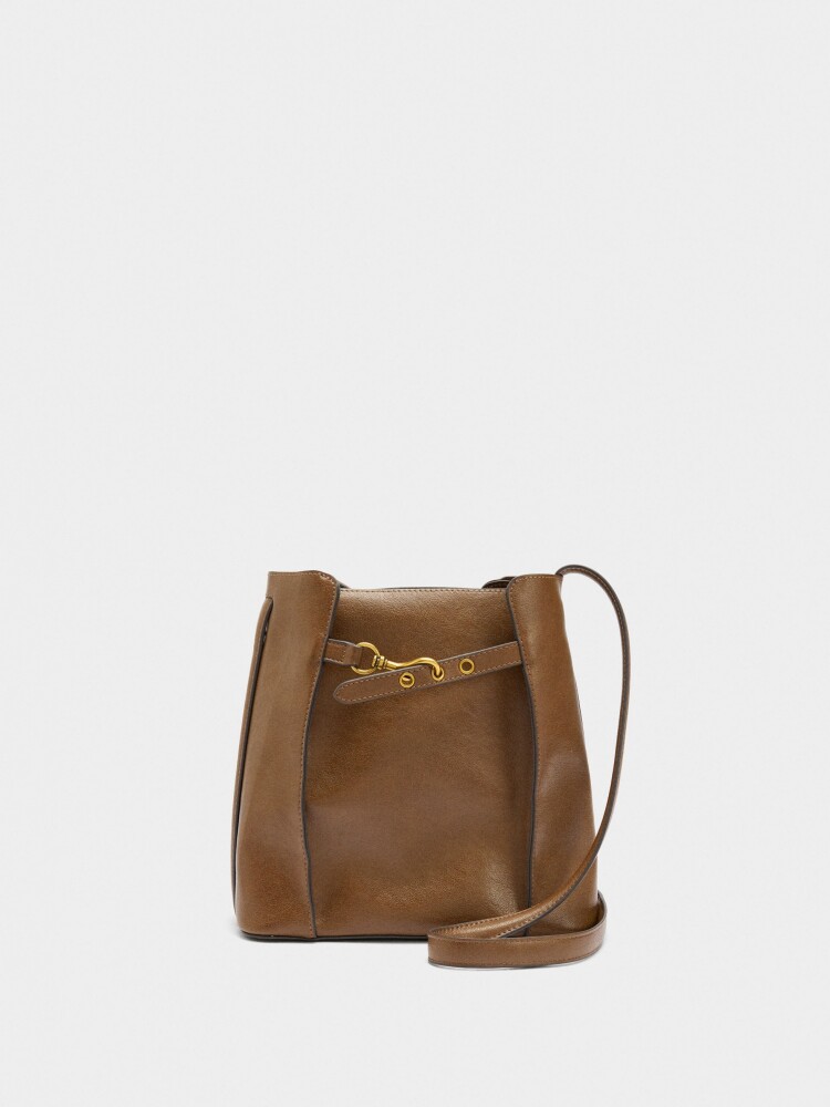 Bolso Bombonera Con Pliegues Laterales camel