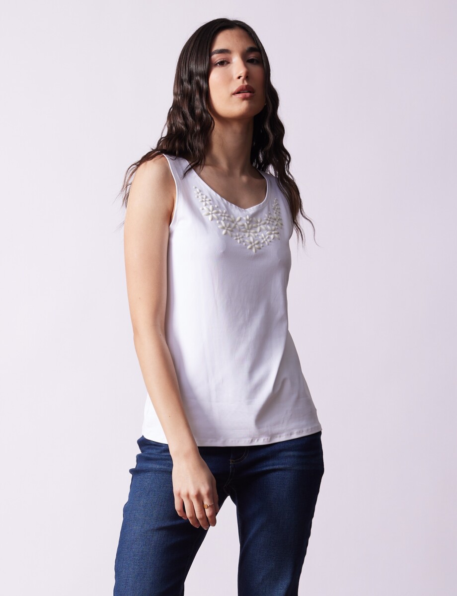 Blusa Aplique - Blanco 