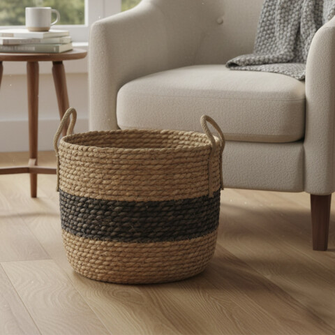 Canasto Mimbre a Rayas Home Class 34 x 31 x 28 cm U