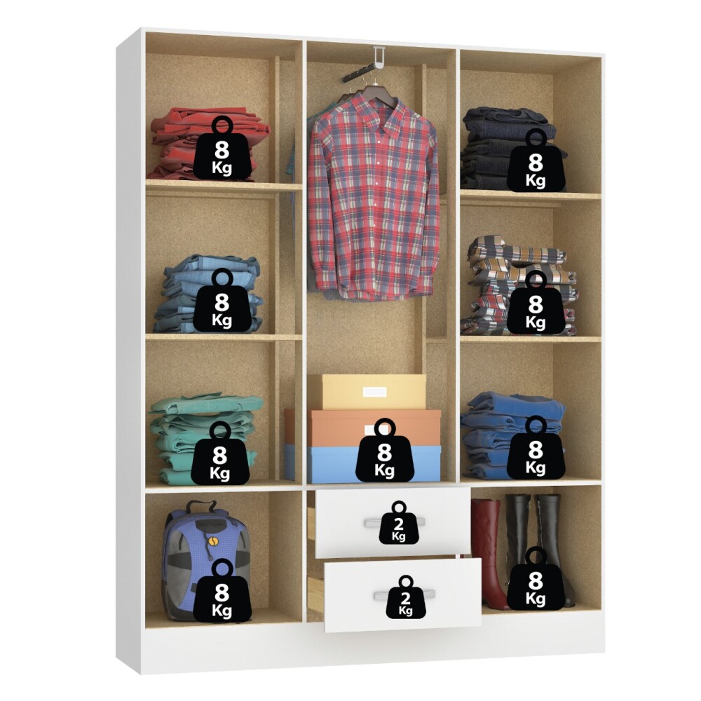 ROPERO 6 PUERTAS 2 CAJONES GUARDARROPA ARMARIO PLACARD CLOSET BLANCO