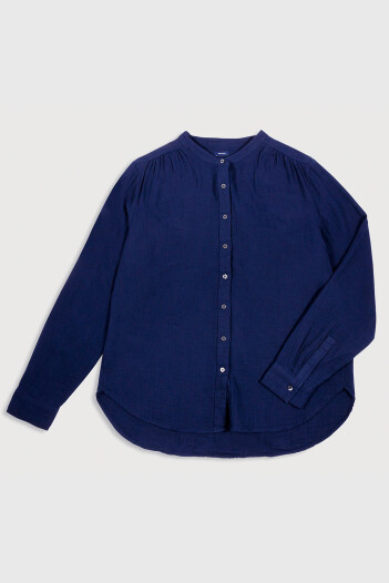 Camisa Muselina Con Brillo Cuello Mao Mujer Navy Uniform