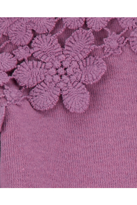 Buzo de algodón, con encaje floral Sin color