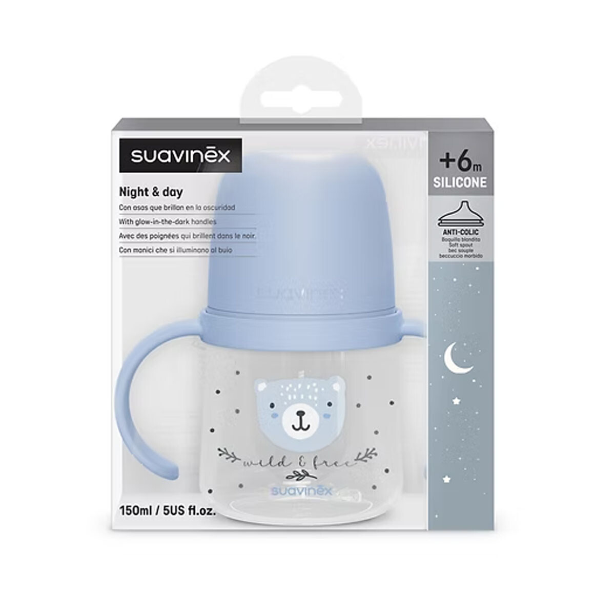 Vaso First Bottle +6m silicone Wild and Free Suavinex 