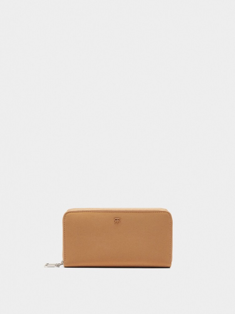 Cartera De Textura Suave Con Cremallera camel