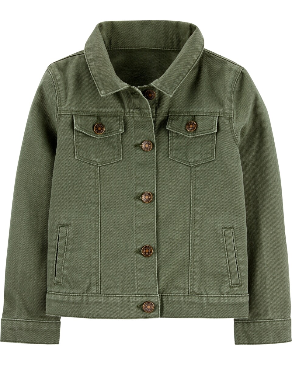 Campera de sarga, estilo jean, verde 