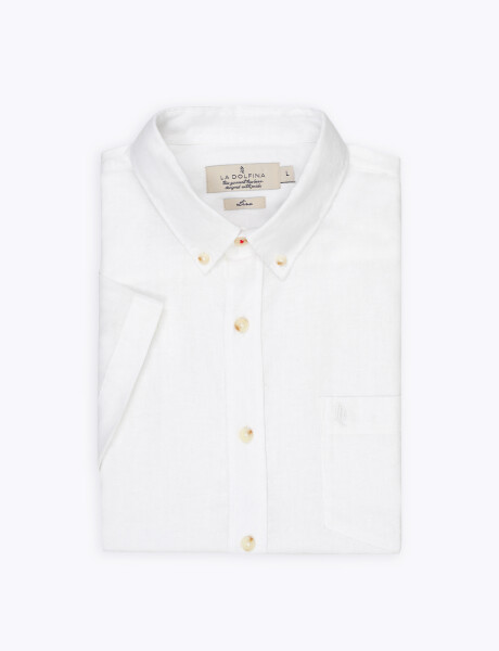 Camisa lino m/c lisa blanco