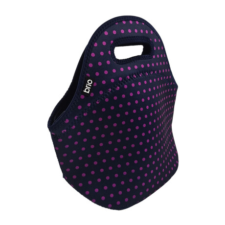 Lunchera de Neopreno Brio Bolso Térmico Bebida Comida c/ Asa Azul Lunares Violetas