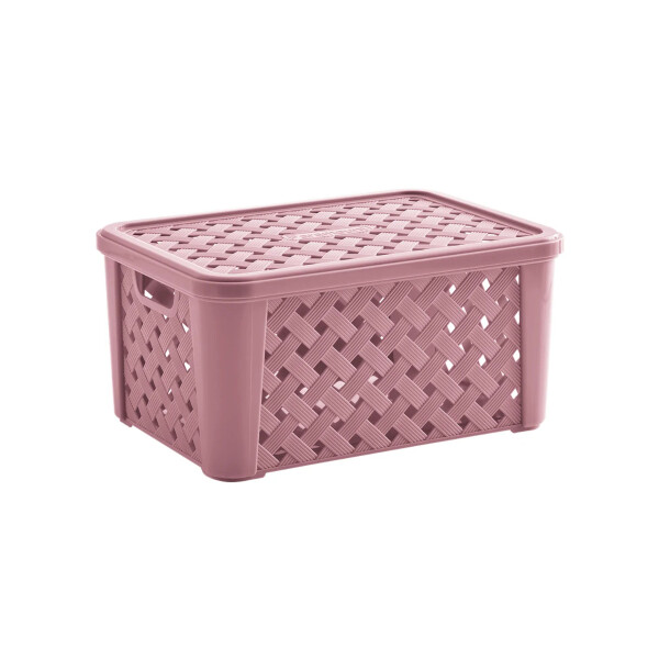 ORGANIZADOR RATTAN CON TAPA 24X17X12 CMS ROSADO ROSADO