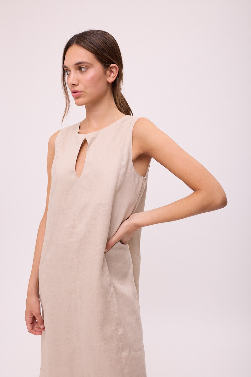 VESTIDO POLK LONG Beige