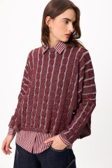 Sweater Oceano Crop Bordeaux/Gris