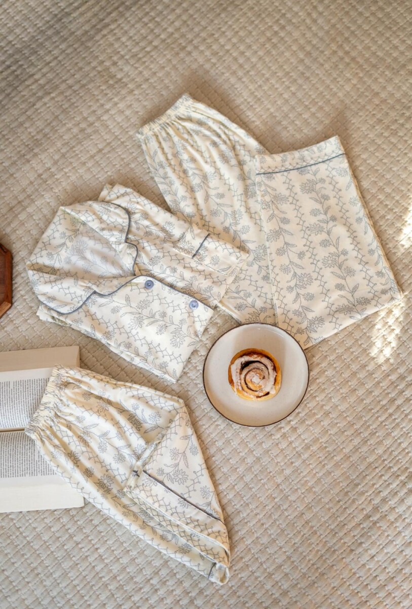 Pijama 3 piezas flores 