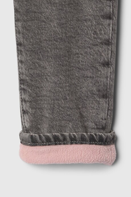 Jean Mom Forrado Toddler Niña Grey Wash