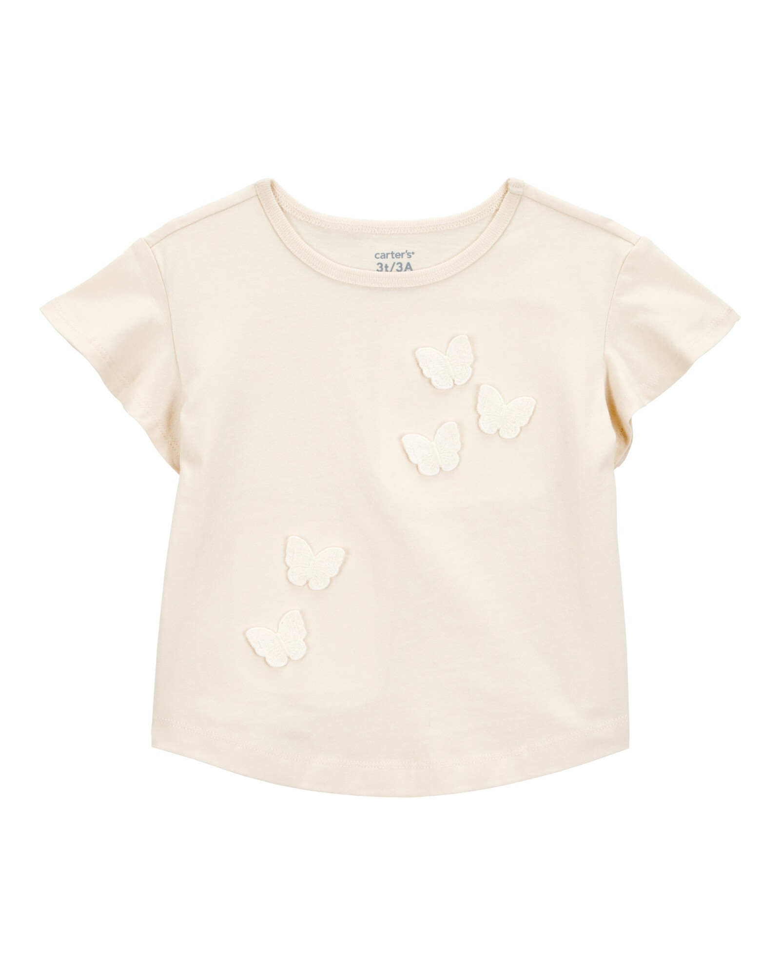 Remera de algodón, estampa mariposas Sin color