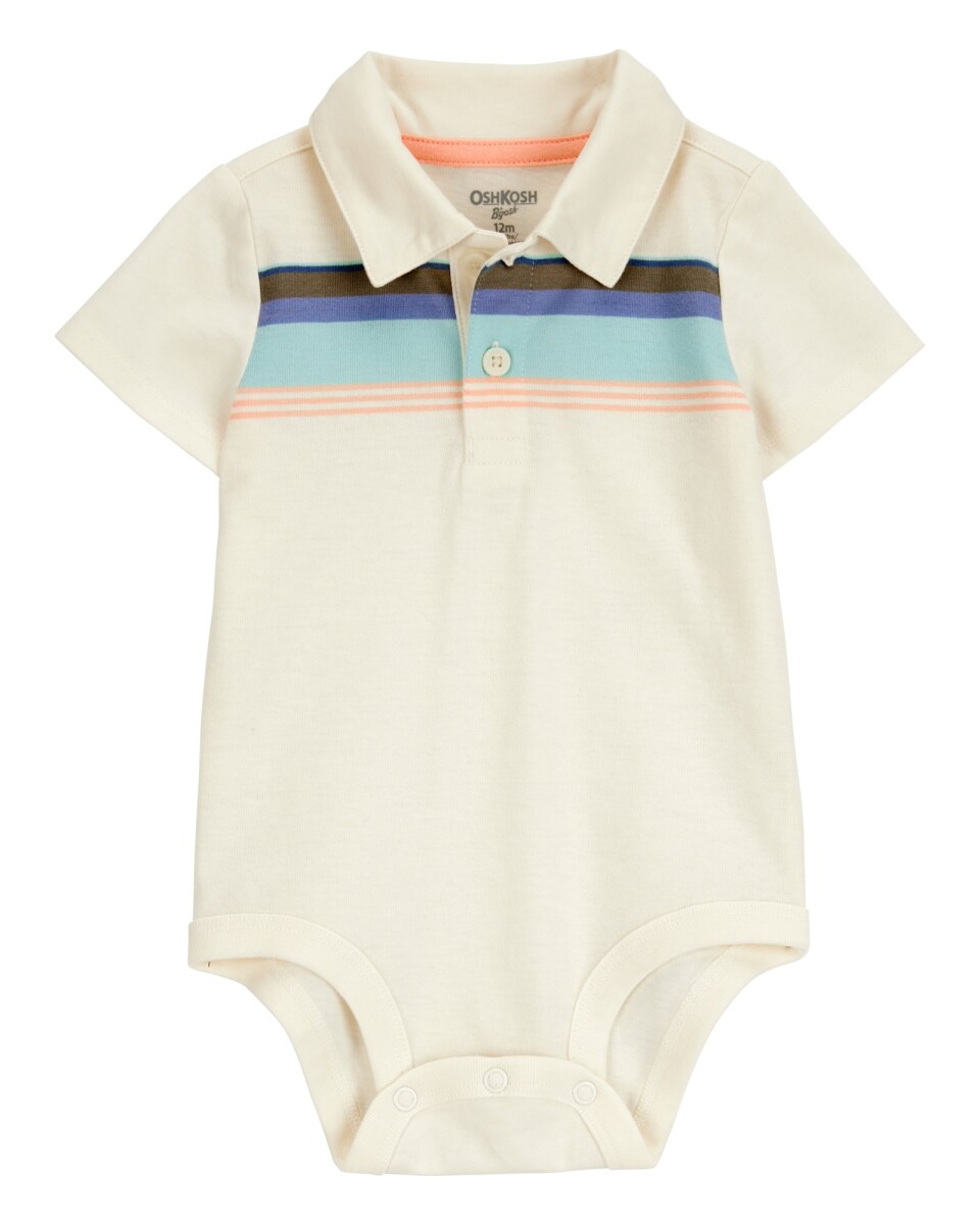 Body polo de algodón, diseño a rayas 