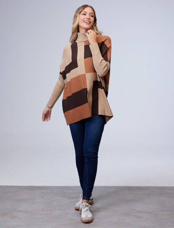 Polera Poncho TOSTADO/MULTI